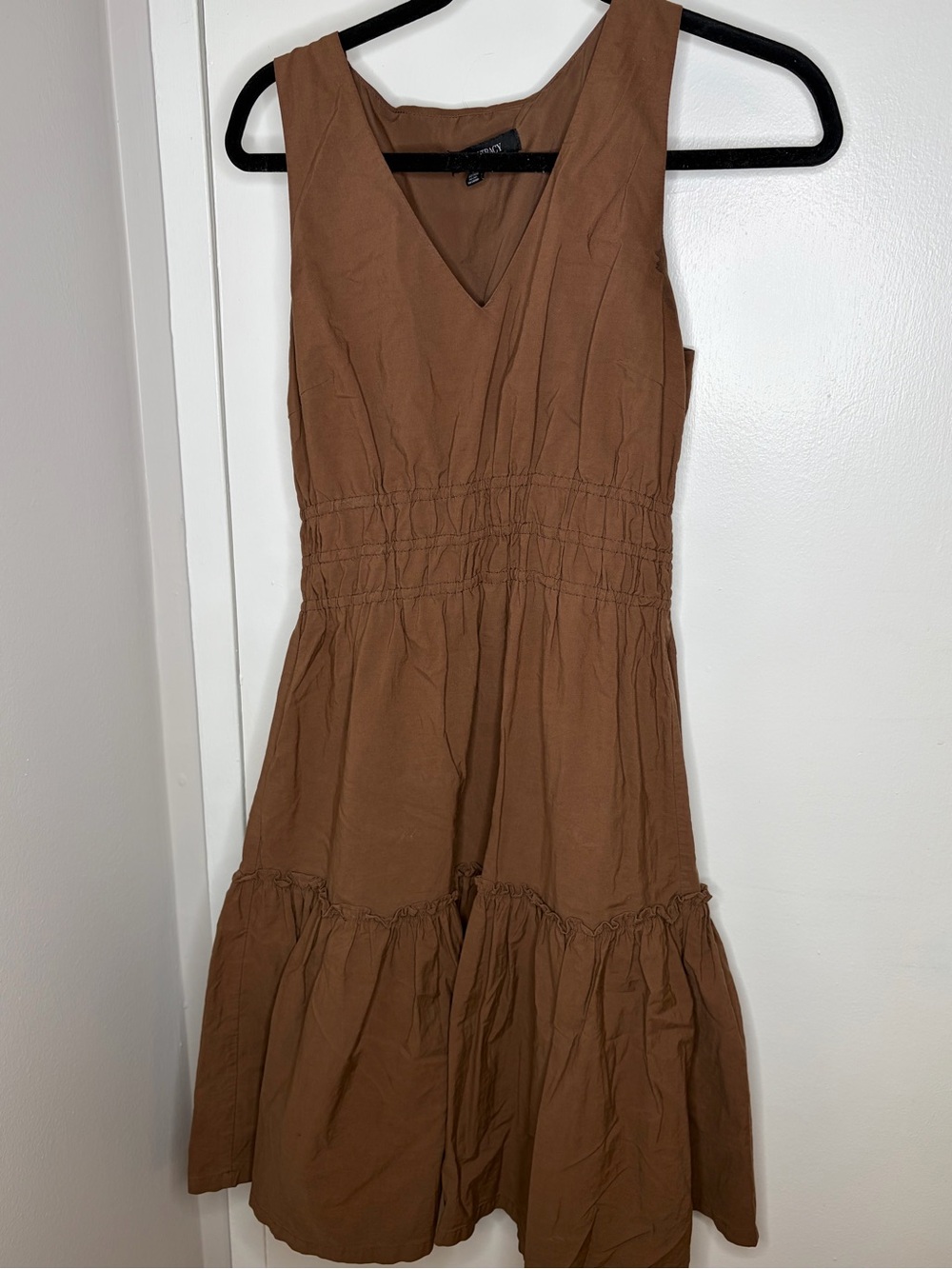 Ellen Tracy Rust-Brown V-Neck Tiered Sundress